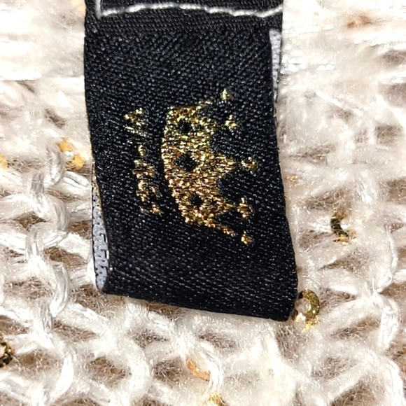 Cream Gold Sequin Knit Infinity Fall Winter Scarf 12"×48" - Picture 7 of 7